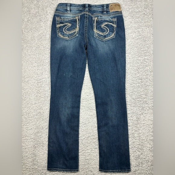 Silver Jeans Womens 31 Boot Cut Aiko Dark Wash Big Stitch Fade Out Club Party - Picture 5 of 6